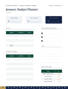 Ultimate Financial Planner - monthly budget page